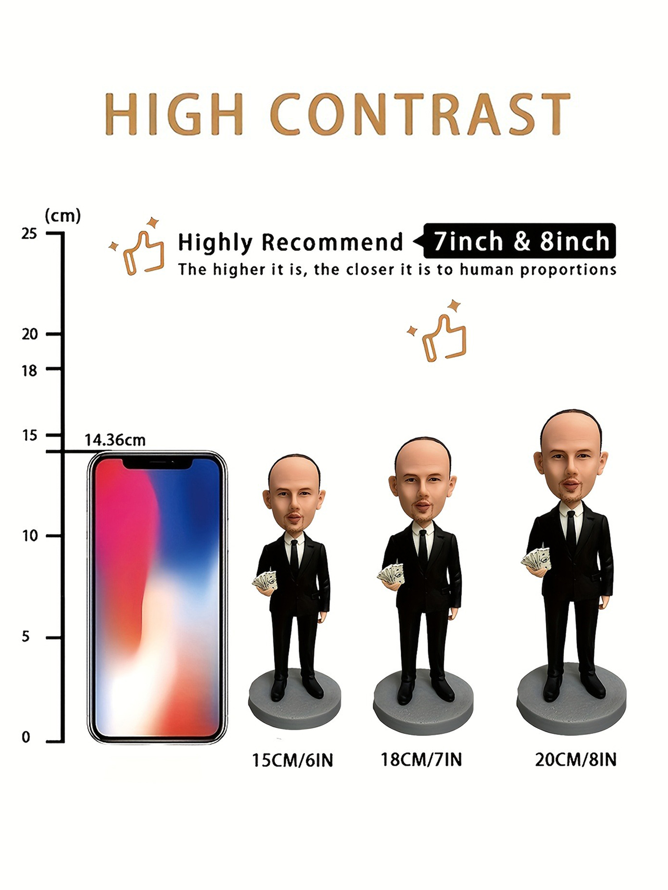 Custom Clay Cartoon Bobblehead Dolls Personalized photo customization with a slightly cartoonish, exclusive private design